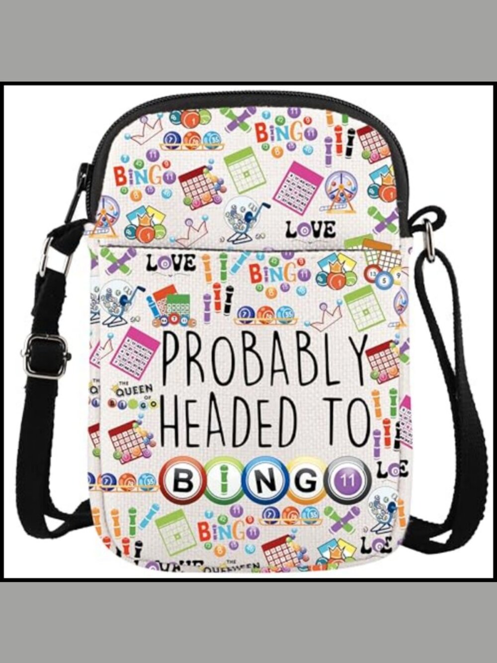 Funny Game Canvas Crossbody Bag Zipper Pouch Makeup Travel Organizer